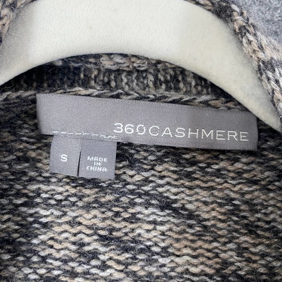 360 Cashmere Cardigan Small Tan Knit Short Sleeve Cuffed Open Front - Picture 7 of 9